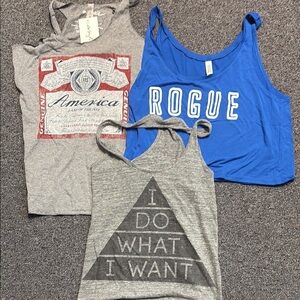 Graphic Tank Tops - Gray and Blue